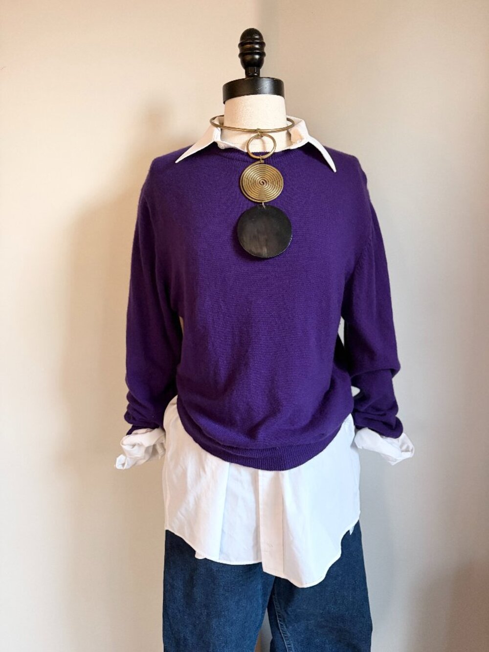 Vintage 80s Purple Cashmere Sweater Crewneck Size L
